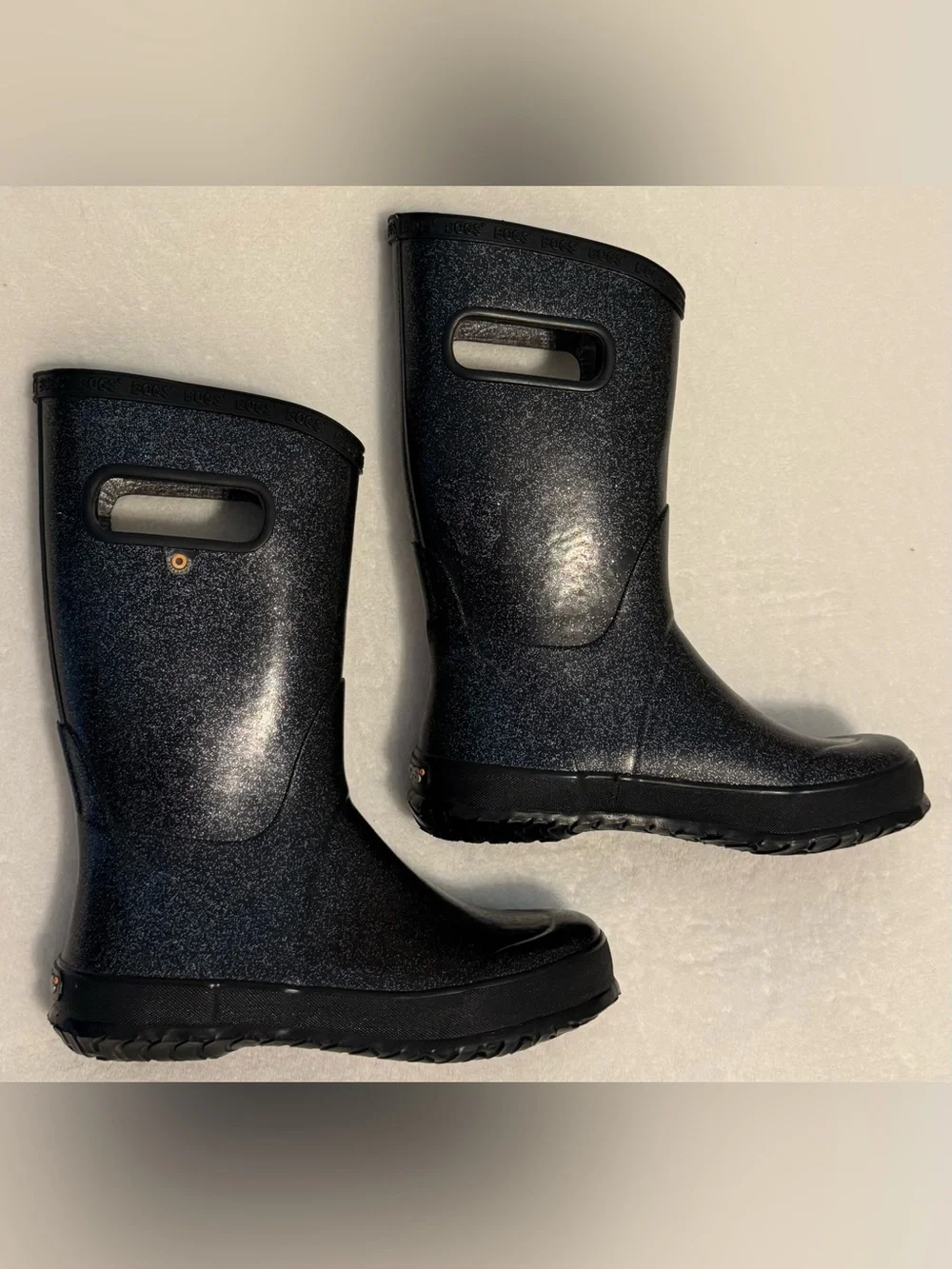 BOGS Kids Black Subtle Glitter Waterproof Rain Boots Youth Size 3